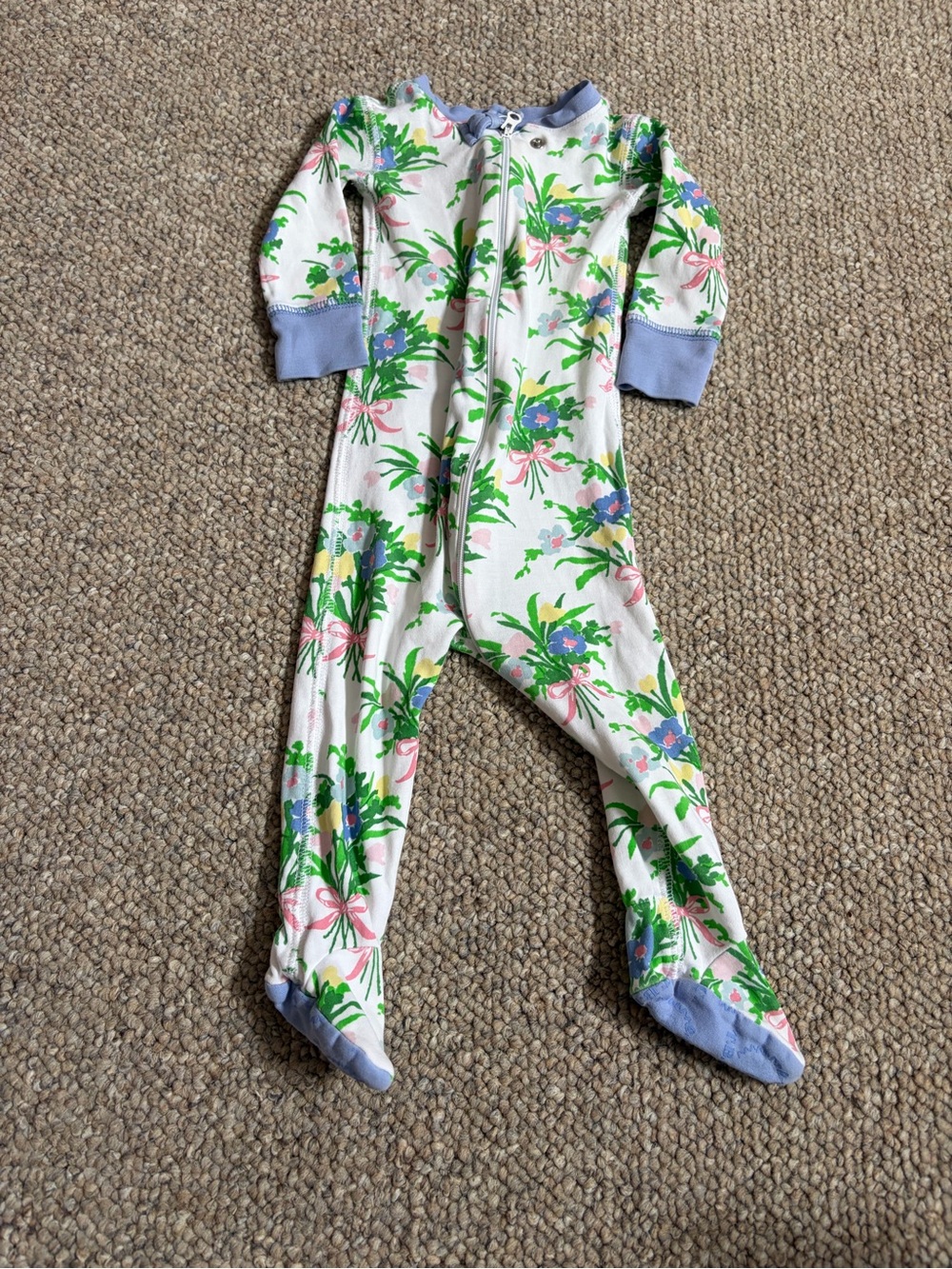TBBC Floral Print Pink & Green Kids One-Piece Footed Pajamas